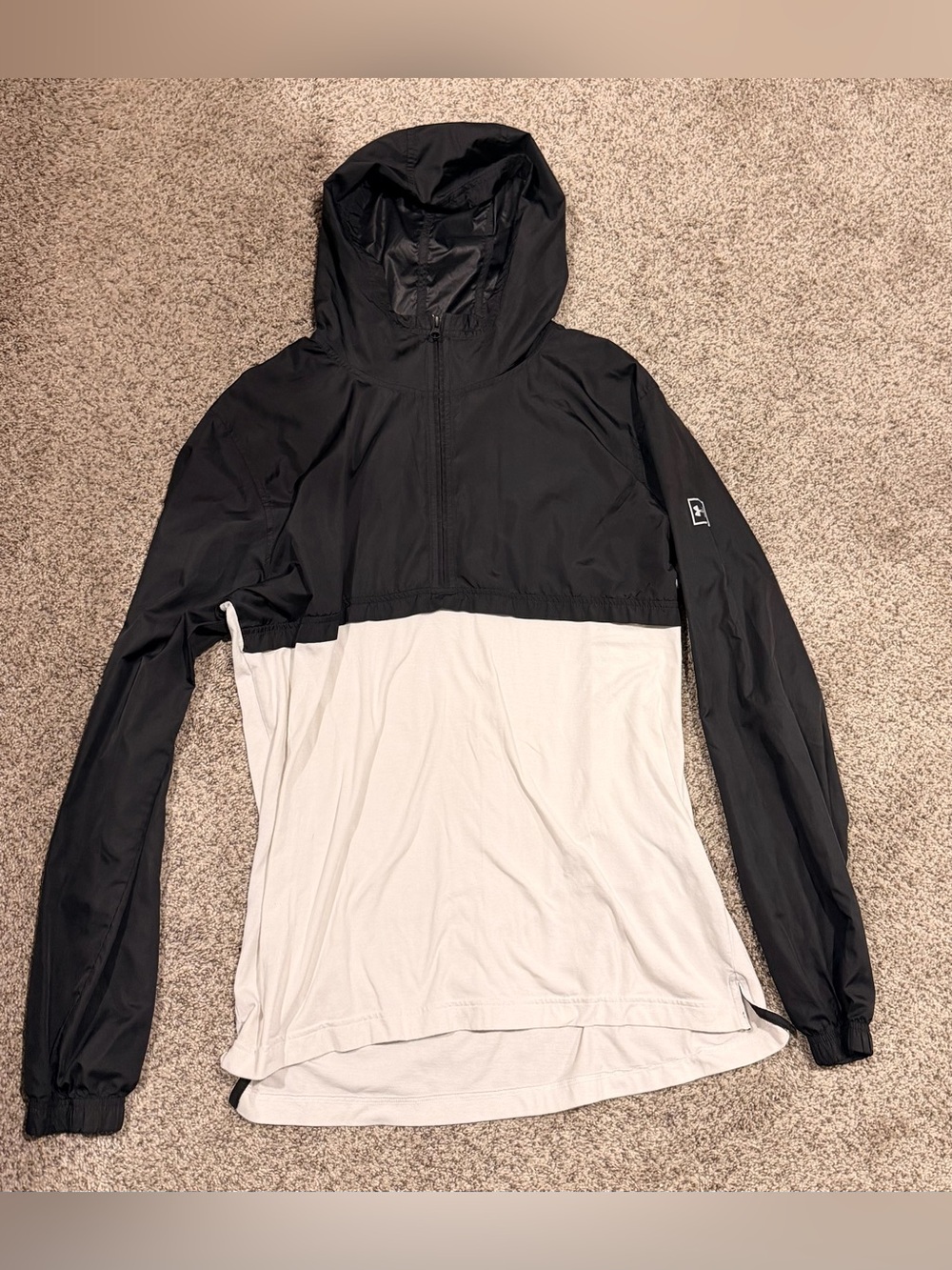 Under Armour Black and White Lightweight Hooded Windbreaker